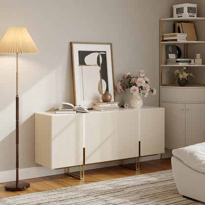 Art Deco Mid Century White Sideboard with gold legs