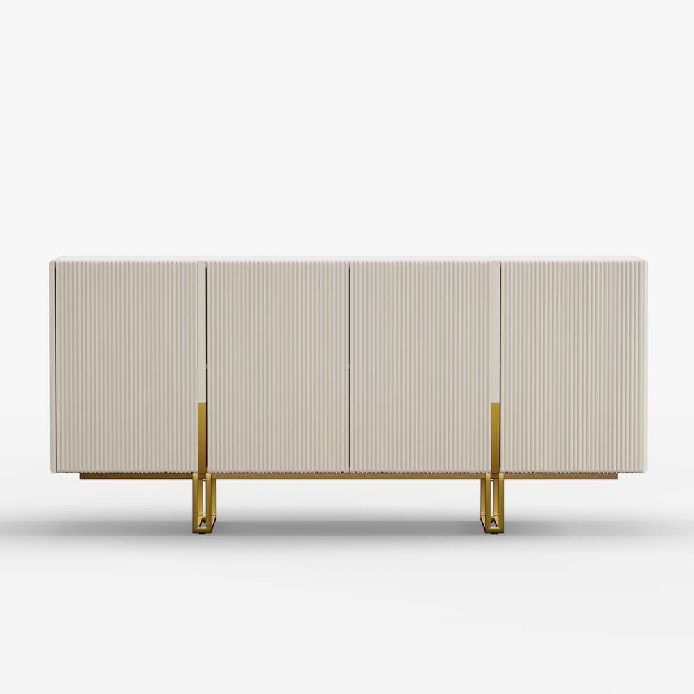 Art Deco Mid Century White Sideboard with gold legs