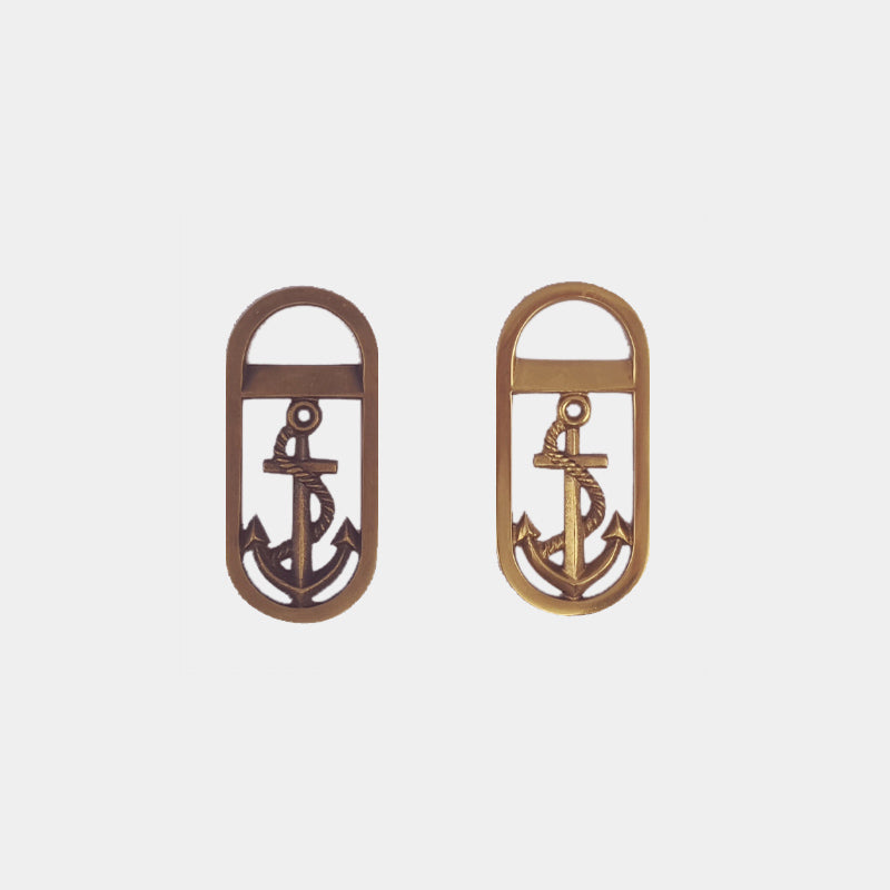 Bottle Opener Oval Anchor Gold