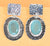 MW Aqua Chalcedony Gemstone Stud Swing Earrings Hammer finish Lux