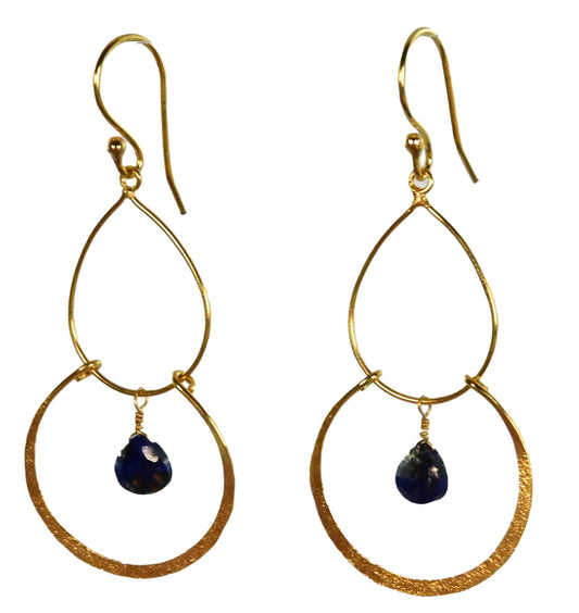 MW Gold Double Hoop Gemstone Earrings A99 (Various)