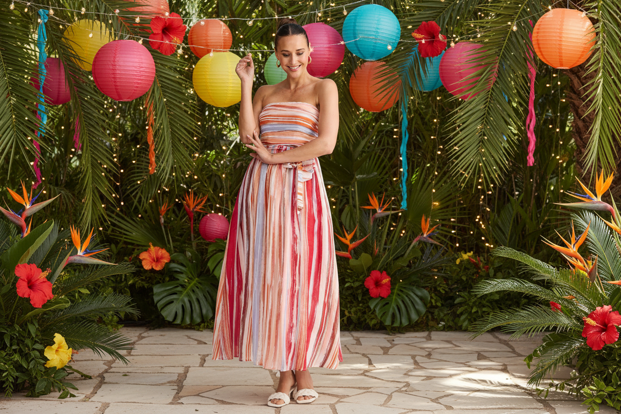 Avalon Dress Painterly Stripe