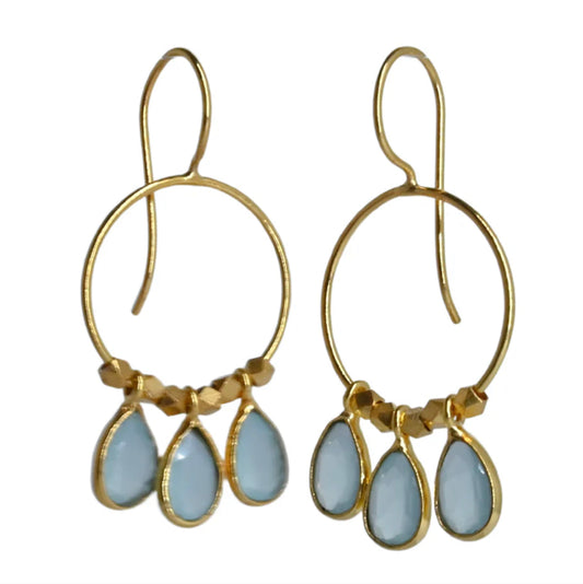 Euro Gold Gemstone Drop Earrings A266A (Various)