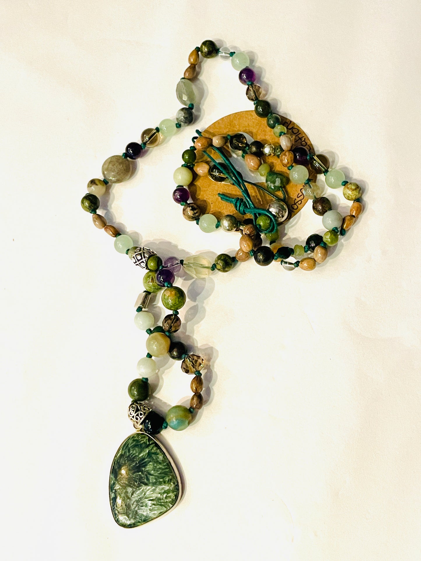 Lotus Blossom Creations - LBC052 - Seraphinite SS Pendant Beaded Gemstone Necklace