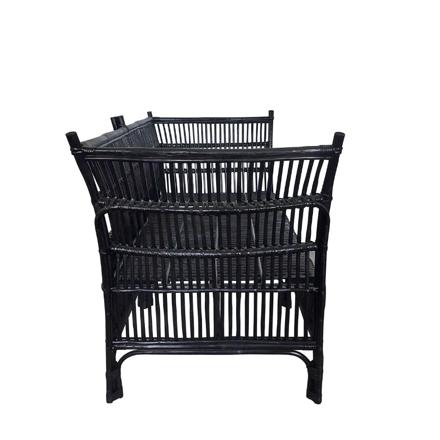 Cane 2 Seater Sofa - Black