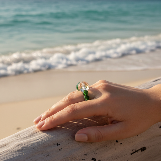 Crystal cut bead Ring - various