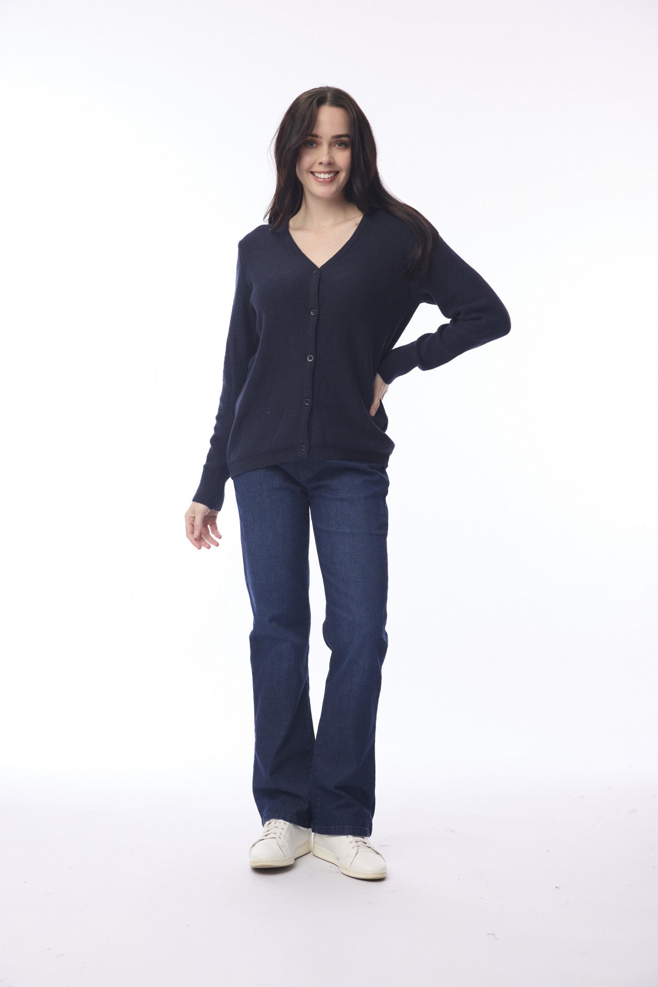 Knit Cardigan in Navy or Natural