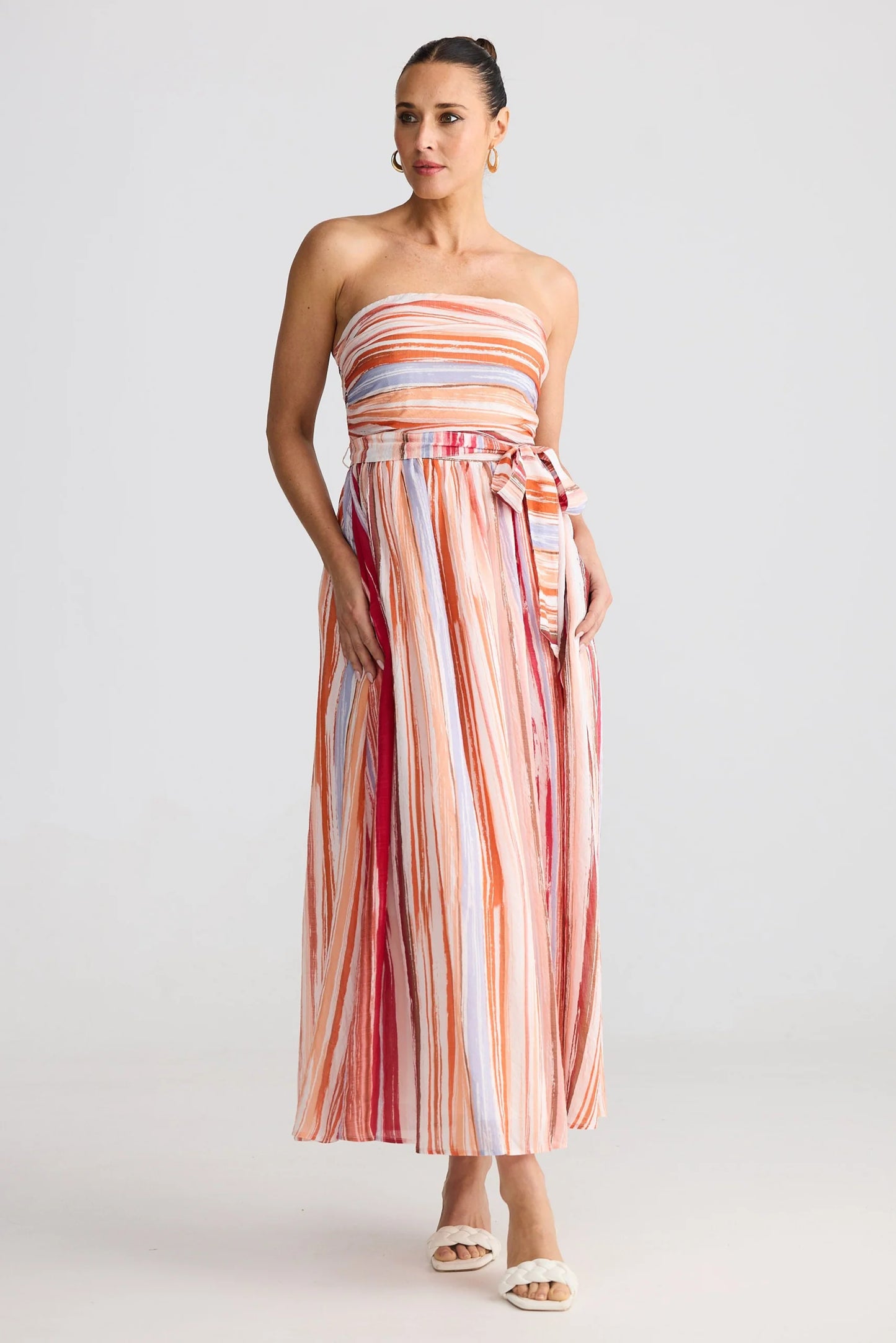 Avalon Dress Painterly Stripe