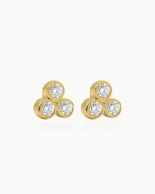 Petals 3 dot stud with Cubic Zirconia (Various)