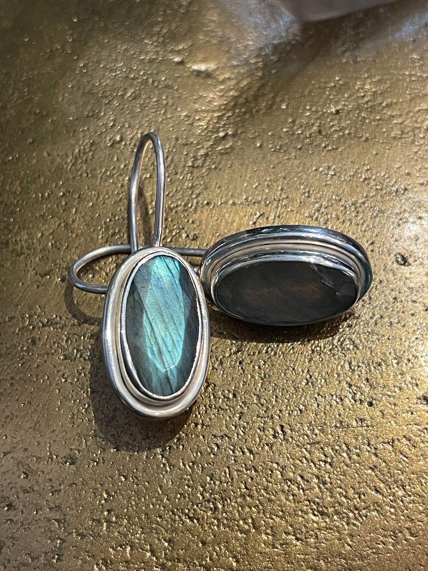 MW Lux Long Oval Gemstone Hook Earrings