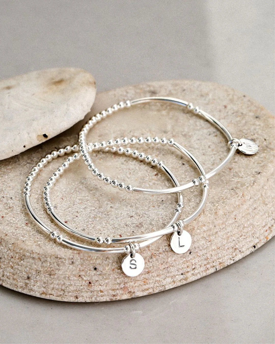 Petals Sterling Silver Bracelet with Alphabet Charm Love Letters