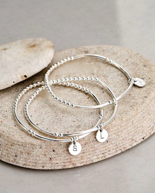 Petals Sterling Silver Bracelet with Alphabet Charm Love Letters