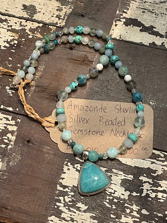 Lotus Blossom Creations - Amazonite Sterling Silver Beaded Gemstone Necklace