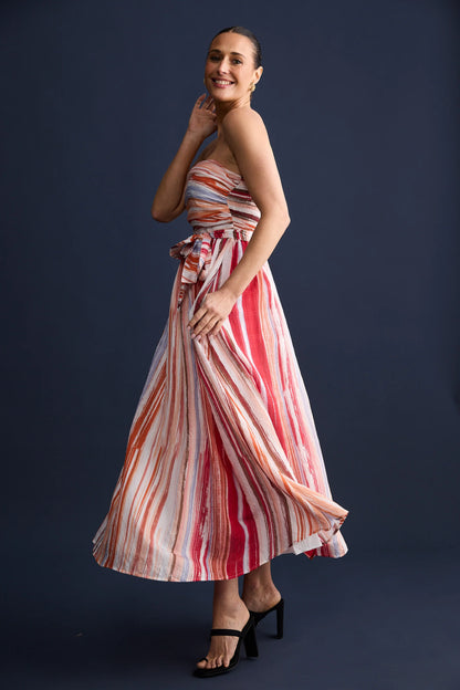 Avalon Dress Painterly Stripe