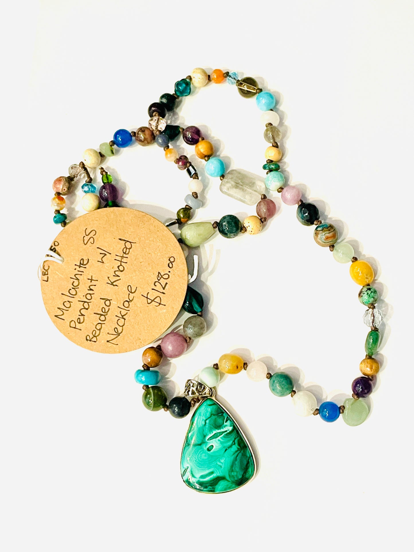 Lotus Blossom Creations - LBC050- Malachite SS Pendant Beaded Gemstone Necklace