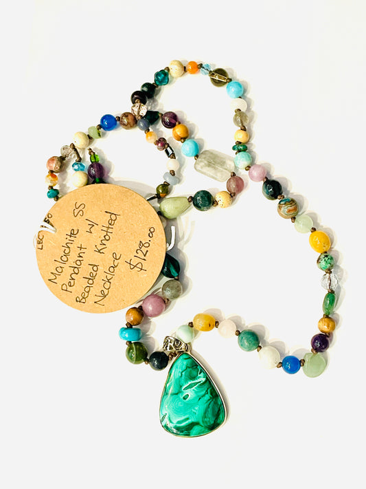 Lotus Blossom Creations - LBC050- Malachite SS Pendant Beaded Gemstone Necklace