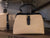 Vera Brady Tan or Navy and Canvas Handbag