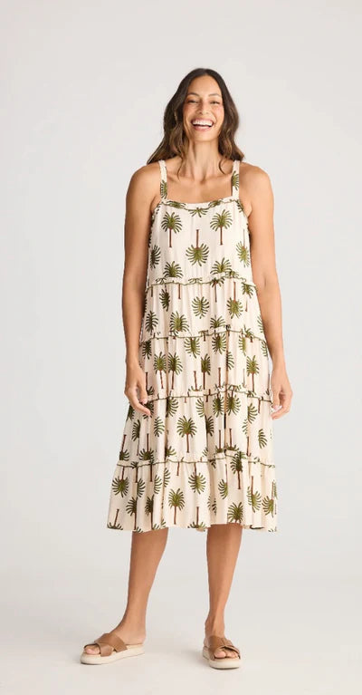 Alita Dress Ivory Palm