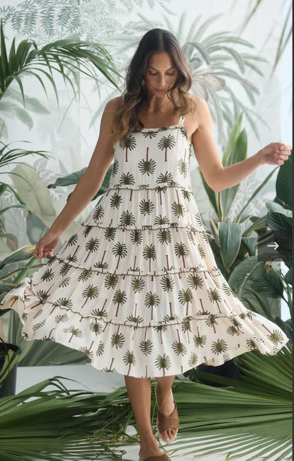 Alita Dress Ivory Palm