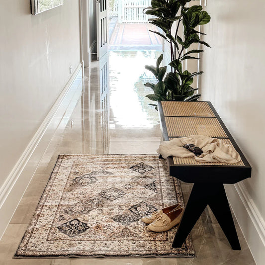 Byron 2 Seater Mango Wood Rattan Bench - Black