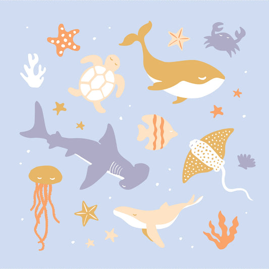 Ocean Creatures cotton  Blanket