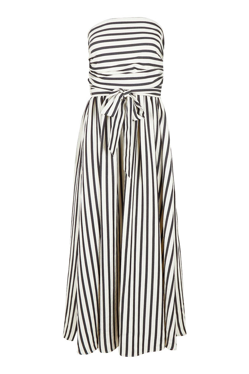 Avalon Dress White W Navy Stripe