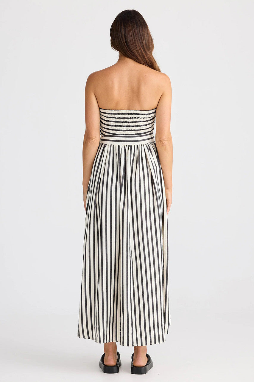 Avalon Dress White W Navy Stripe