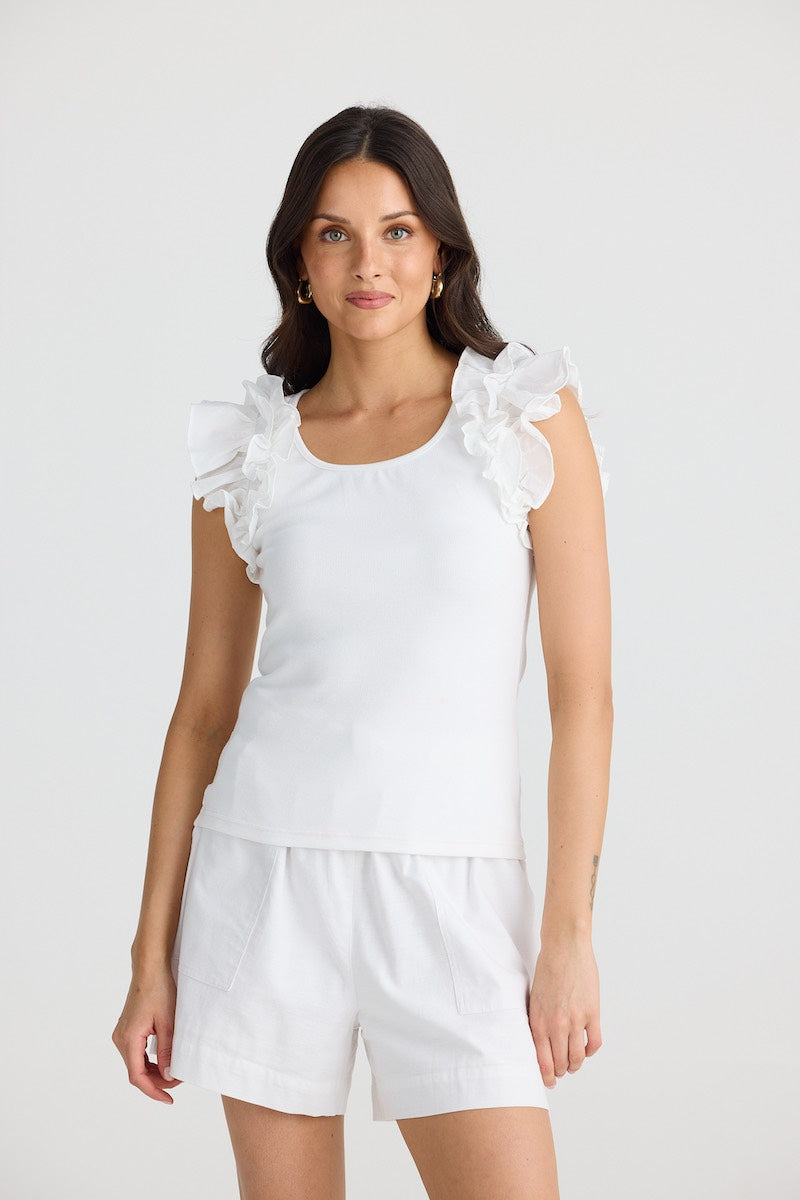 Frills Tank in White