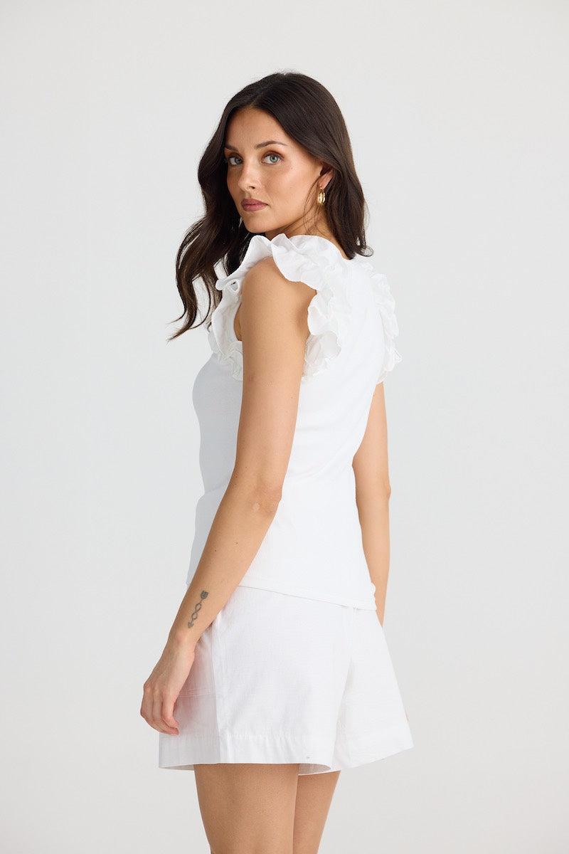 Frills Tank in White