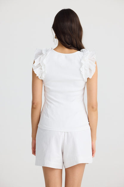 Frills Tank in White