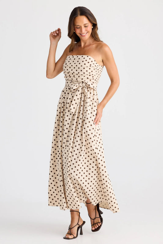 Avalon Dress - Choc Polka Dot