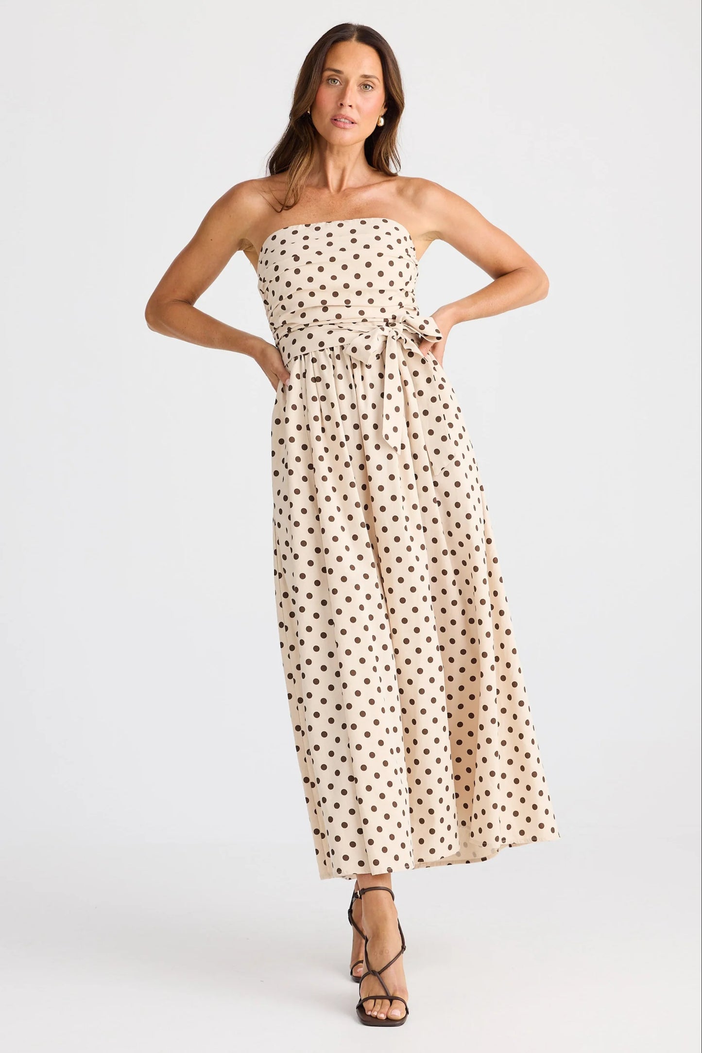 Avalon Dress - Choc Polka Dot