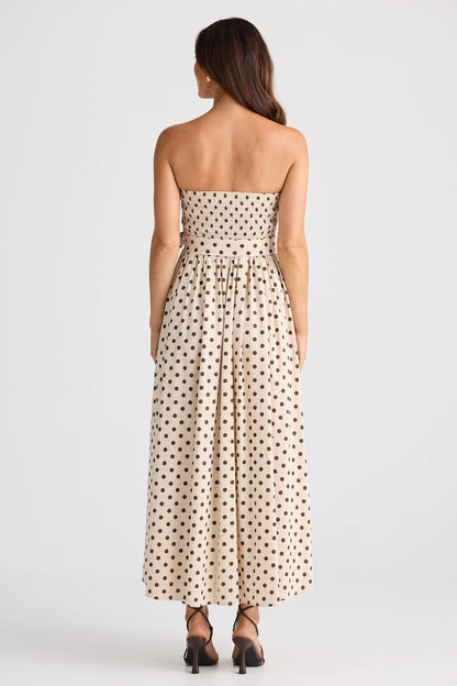 Avalon Dress - Choc Polka Dot