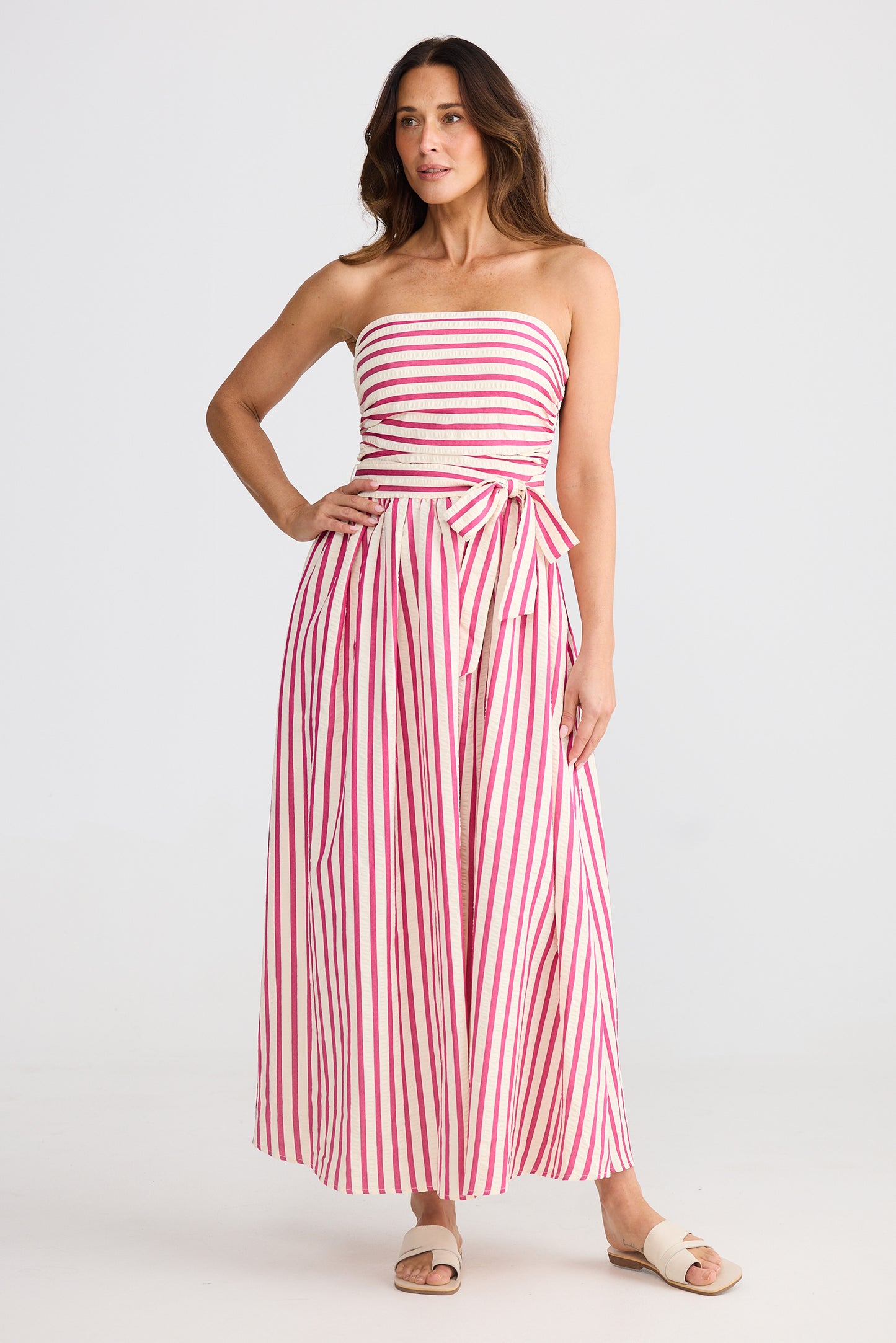 Avalon Dress with Hot Pink Stripe