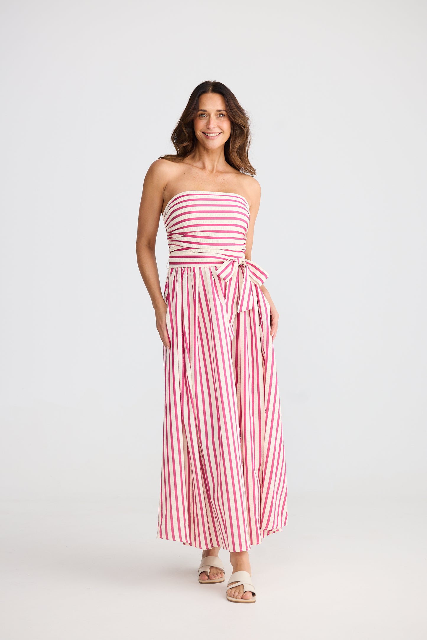 Avalon Dress with Hot Pink Stripe
