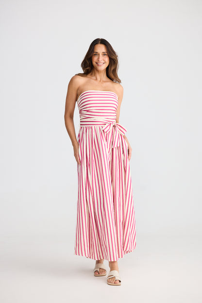 Avalon Dress with Hot Pink Stripe