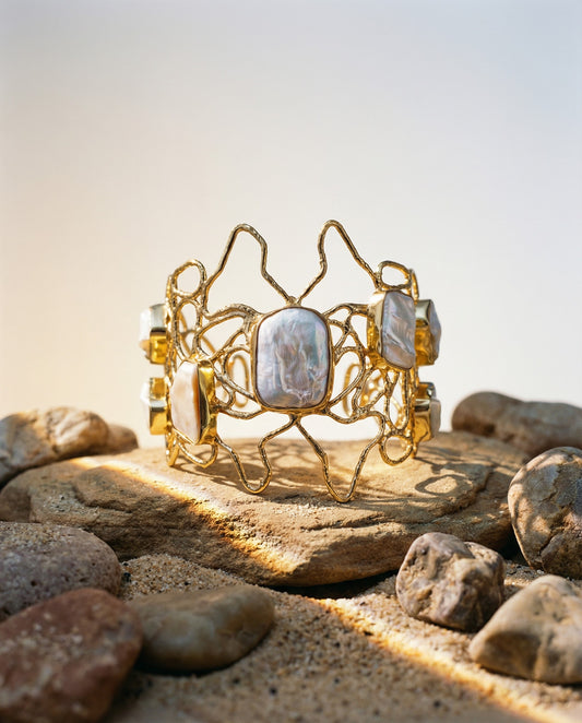 Baroque Pearl Bracelet Mesh Cuff