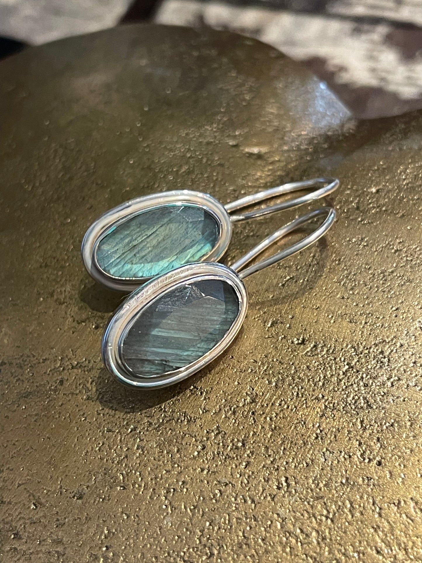 MW Lux Long Oval Gemstone Hook Earrings