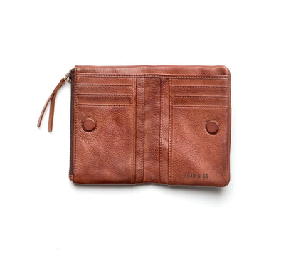 Small Hut Weave Wallet - Cognac