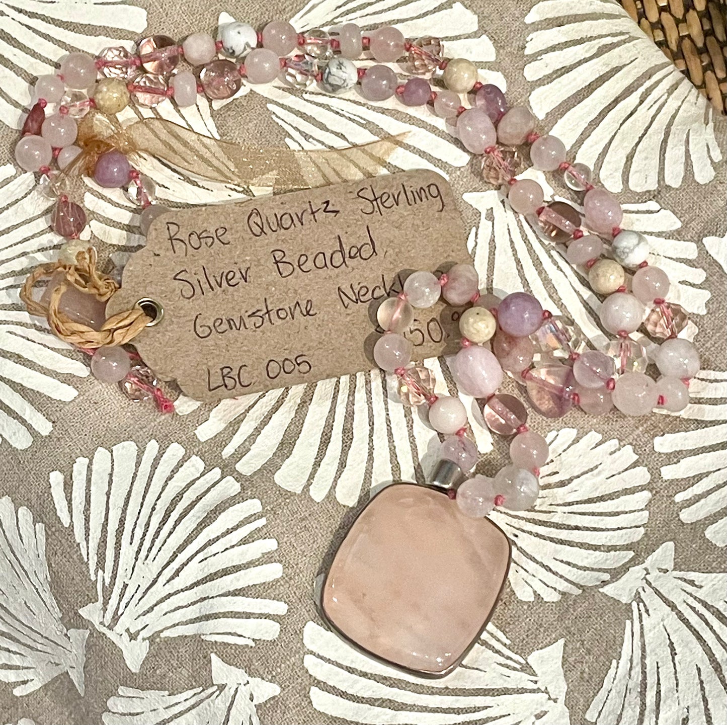 Lotus Blossom Creations - LBC005 - Rose Quartz Sterling Silver Beaded Gemstone Necklace