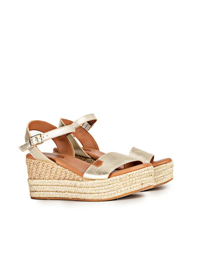 Arambol Wedges in Yute/Black, Gold + White