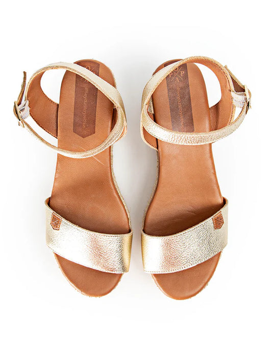 Arambol Wedges in Yute/Black, Gold + White
