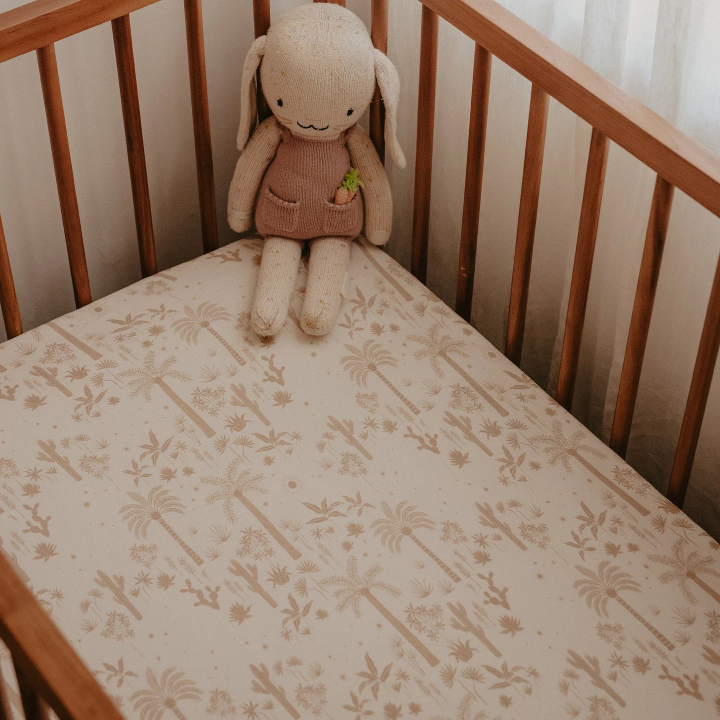 Desert Palms Organic Fitted Bassinet Sheet/Change Pad cover