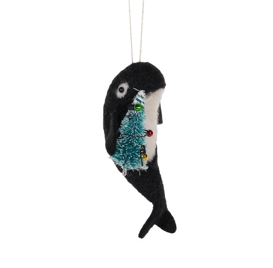 Wool Whale with Tree