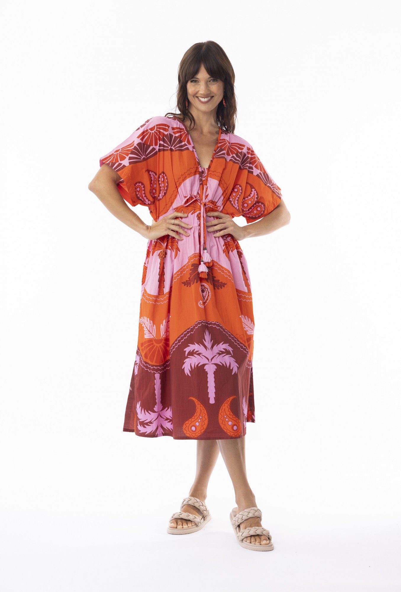 Celeste Orange Dress Midi