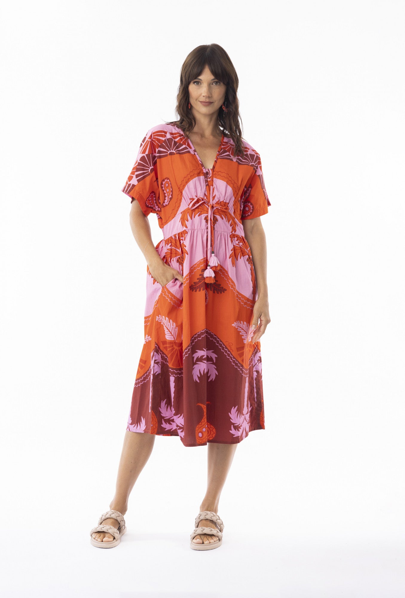 Celeste Orange Dress Midi