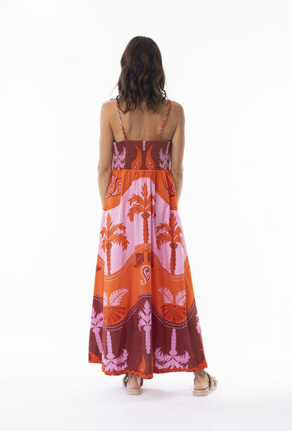 Celeste Orange Dress Strappy