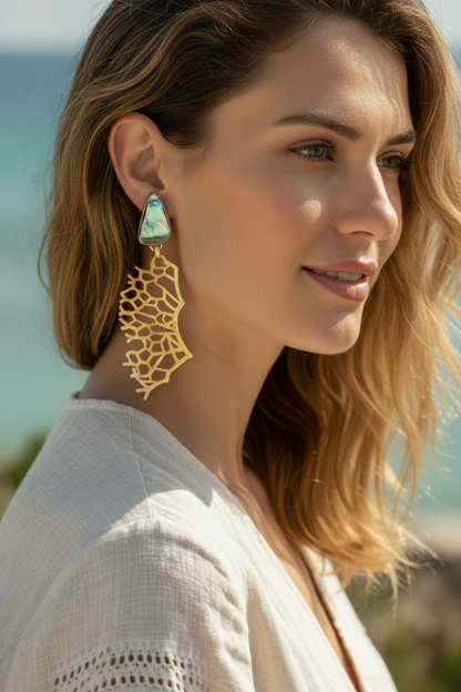 Coral (Abalone Shell) Statement Earrings