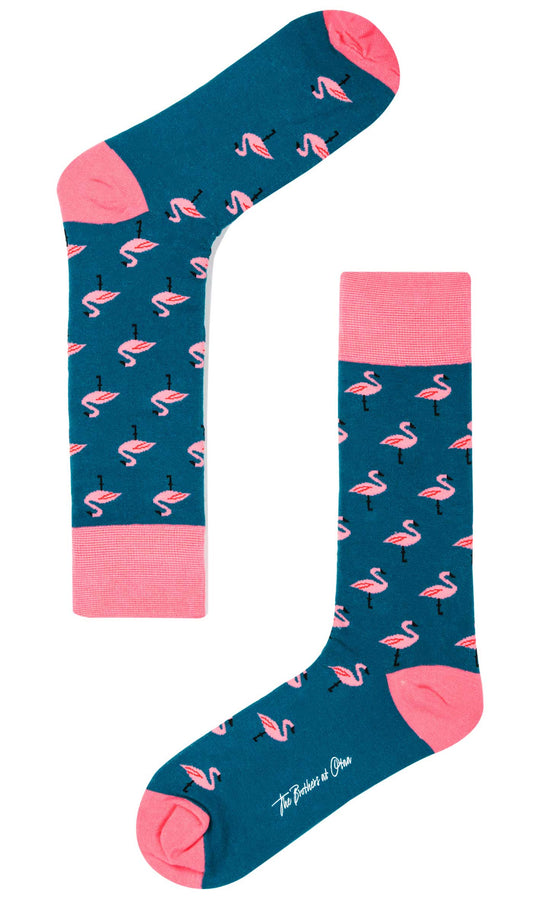 Blue/Green Flamingo Socks for Men