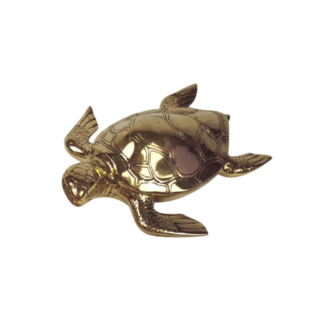 Brass Turtle Sculpture – Solid Polished Brass (4 Sizes Available)